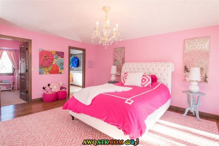 غرفة نوم جميلة جداً باللون البينك