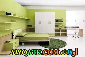 غرفة نوم خضراء بسيطة جداً وجميلة