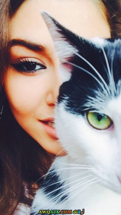 أجمل وأحلى صورة الفنانة هاندا ارتشيل مع قطتها