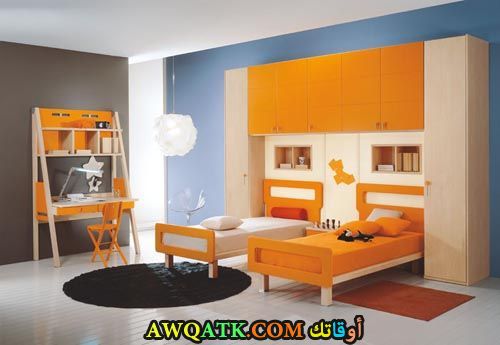 غرفة نوم برتقالية رائعة