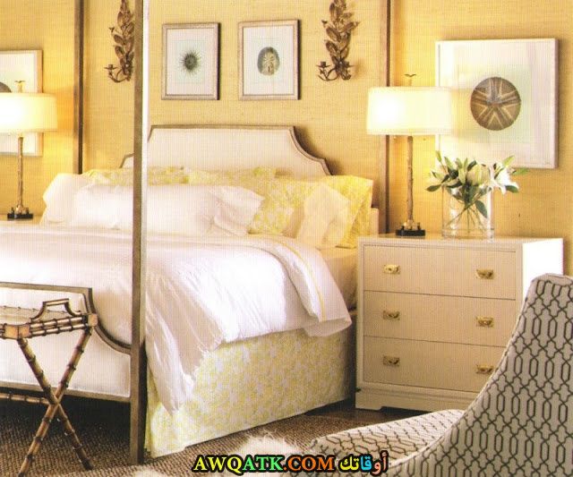 غرفة نوم صفراء جميلة جداً