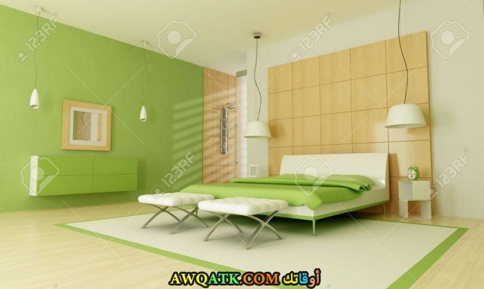 غرفة نوم خضراء جميلة جداً