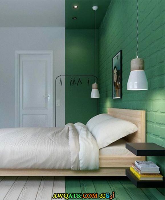 غرفة نوم خضراء جميلة 