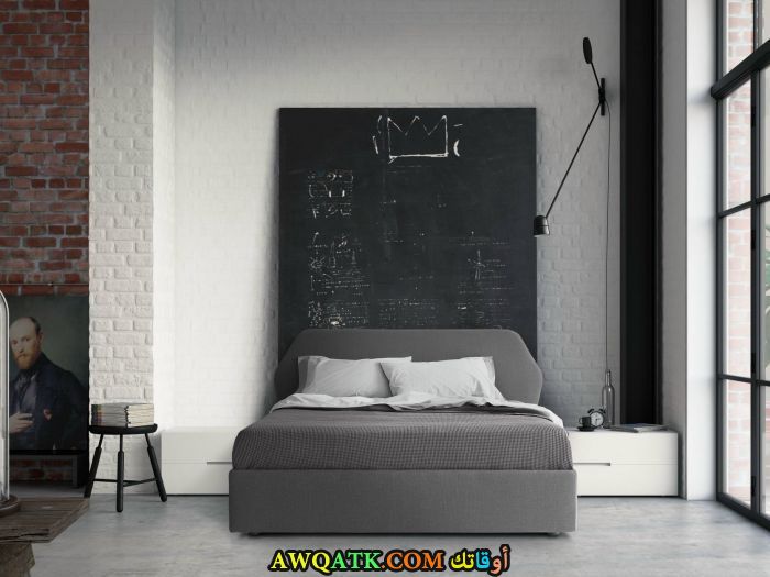 غرفة نوم باللون الرمادي شيك