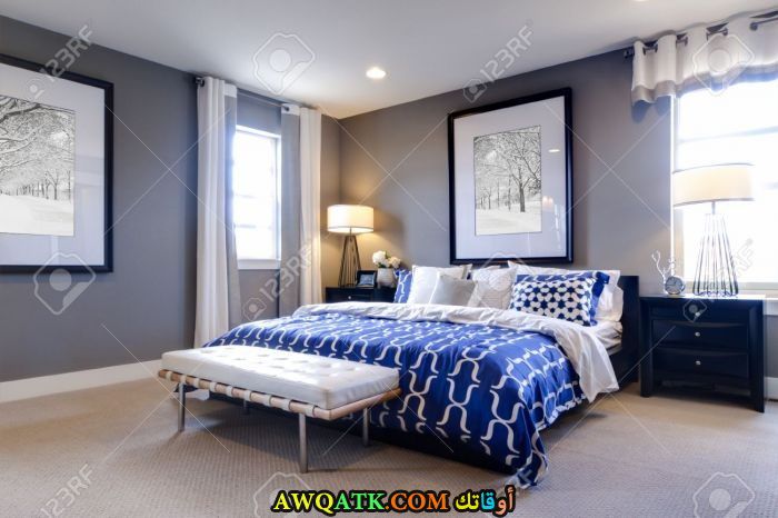 غرفة نوم باللون الأزرق جميلة