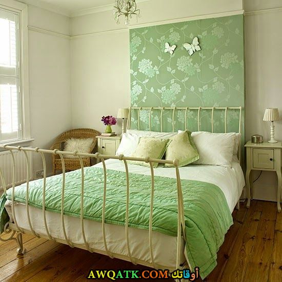غرفة نوم خضراء جميلة وشيك
