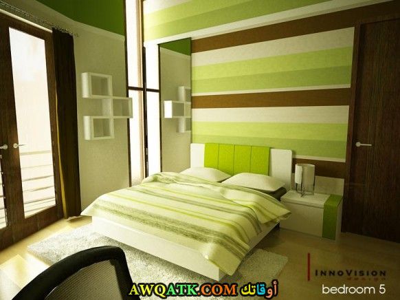 غرفة نوم كلاسيك باللون الأخضر