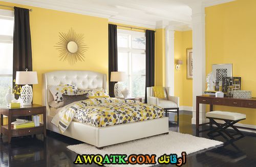 غرفة نوم صفراء شيك جداً