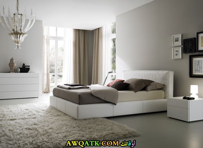 غرف نوم أمريكية باللون البني والأبيض 2017