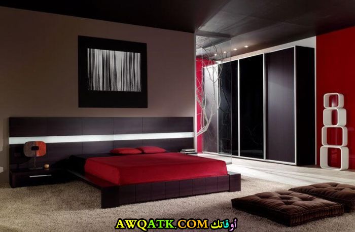غرفة نوم حمراء شيك جداً