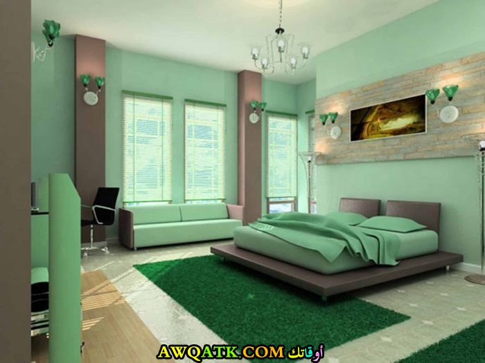 غرفة نوم رائعة باللون الأخضر