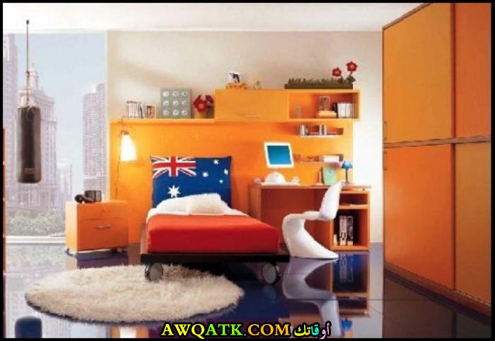 غرفة نوم برتقالية رائعة 