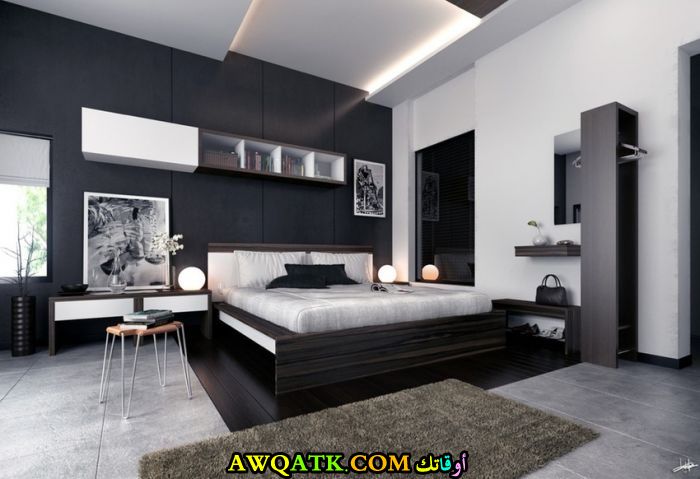 غرفة نوم شبابية باللون الأسود 