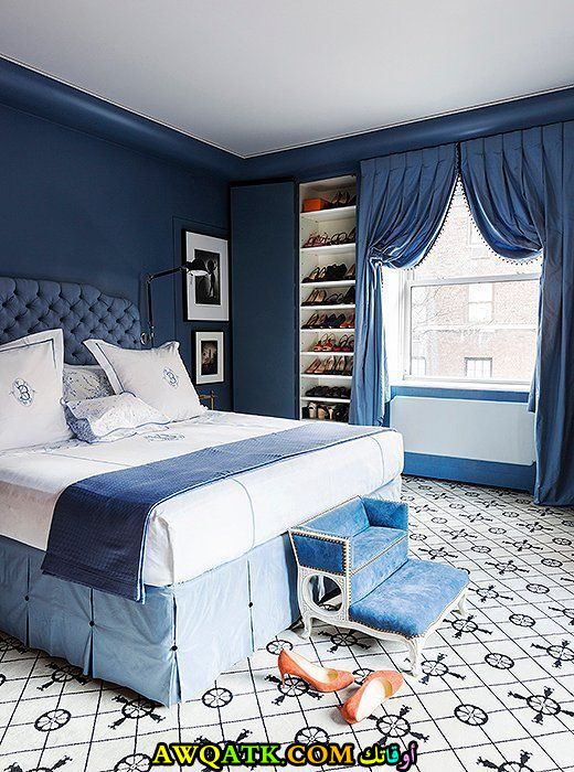 غرفة نوم روعة باللون الأزرق 