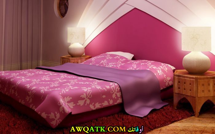 غرفة نوم جميلة جداً باللون البينك 