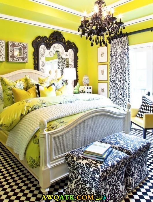 غرفة نوم باللون الأصفر روعة وشيك 