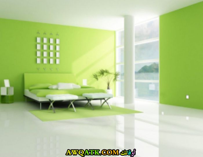 غرفة نوم باللون الأخضر روعة 2017