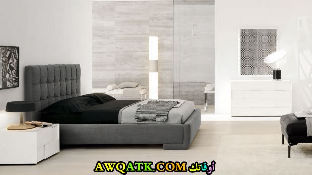 غرفة نوم رمادية جميلة وشيك