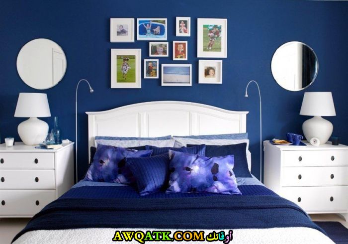غرفة نوم جميلة باللون الأزرق