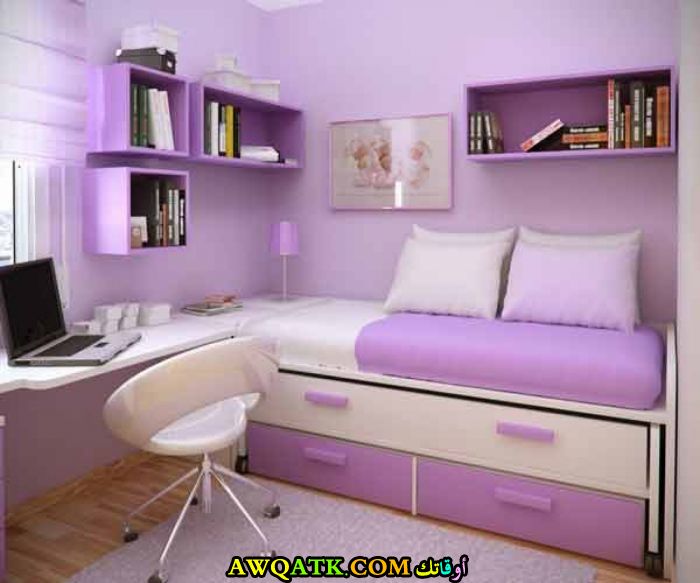 غرفة نوم باللون الموف روعة