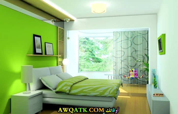 غرفة نوم باللون الأخضر رائعة وجميلة