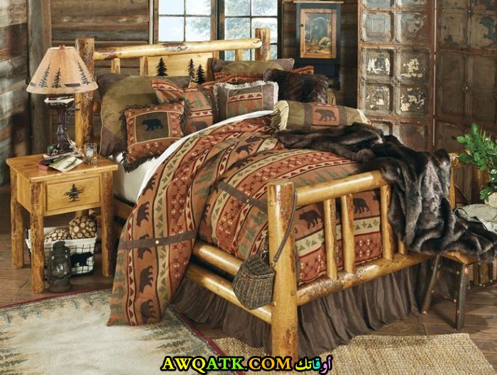 غرفة نوم خشبية غربية