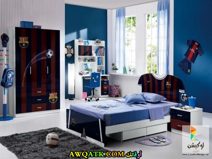 غرفة نوم باللون الأزرق رائعة