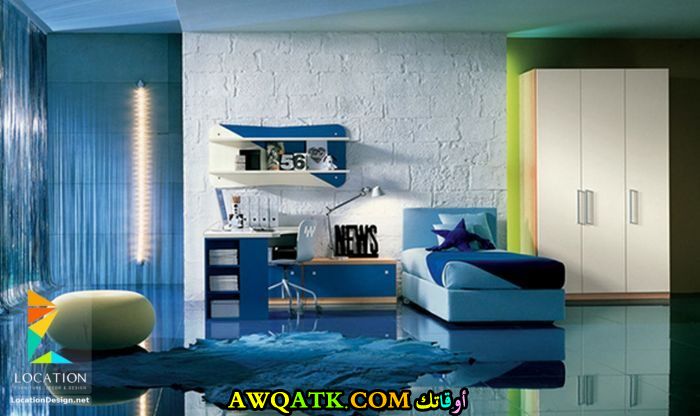 غرفة نوم باللون الأزرق رائعة وجميلة