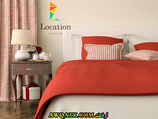 غرفة نوم برتقالية بسيطة