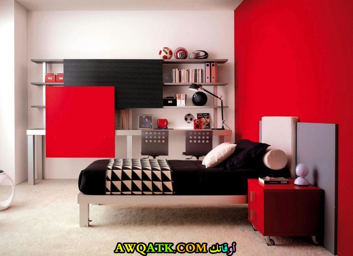 غرفة نوم حمراء شيك ورائعة