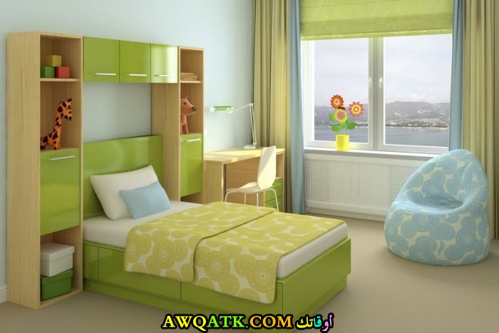 غرفة نوم خضراء شيك جداً
