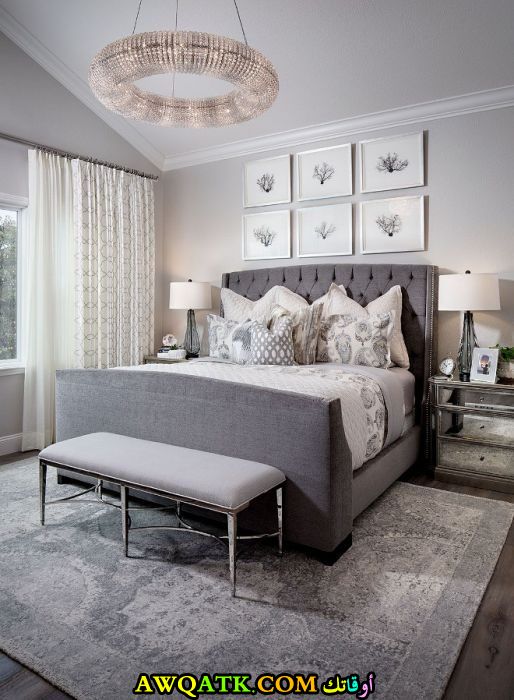 غرفة نوم رمادية روعة