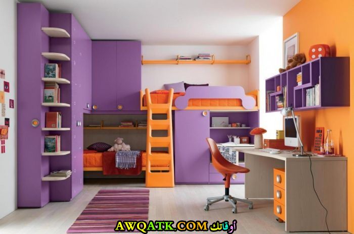 غرفة نوم شيك جداً باللون الموف