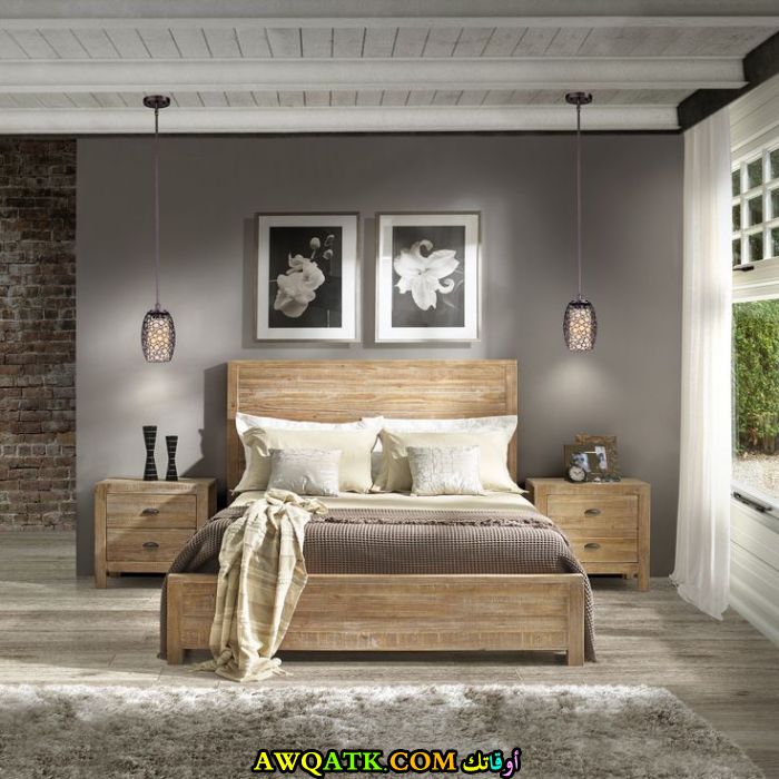 غرف نوم خشب بلوط بسيطة بدون دهانات و متنوعة