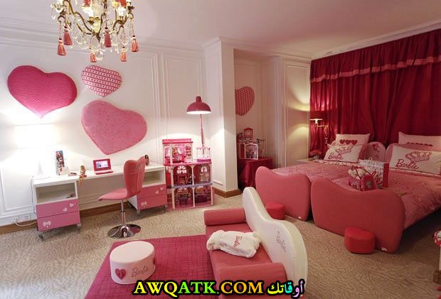 غرفة نوم باللون البينك شيك وجميلة 
