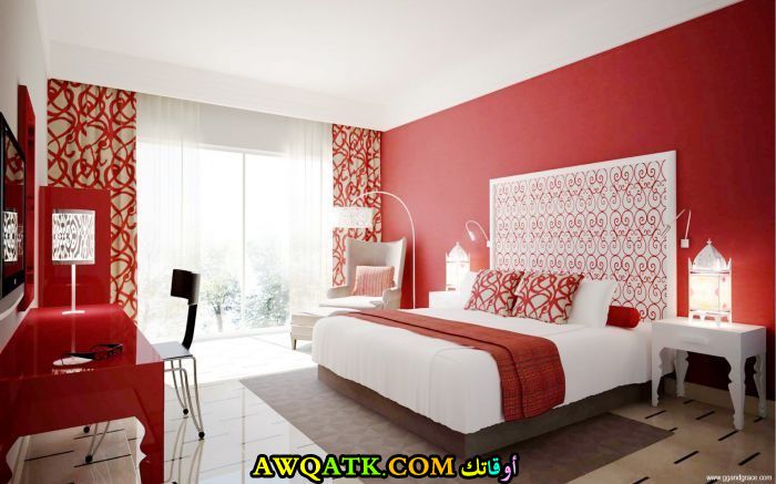 غرفة نوم حمراء جميلة جداأً