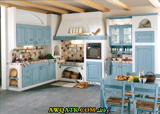 مطبخ مغربي روعة باللون اللبني