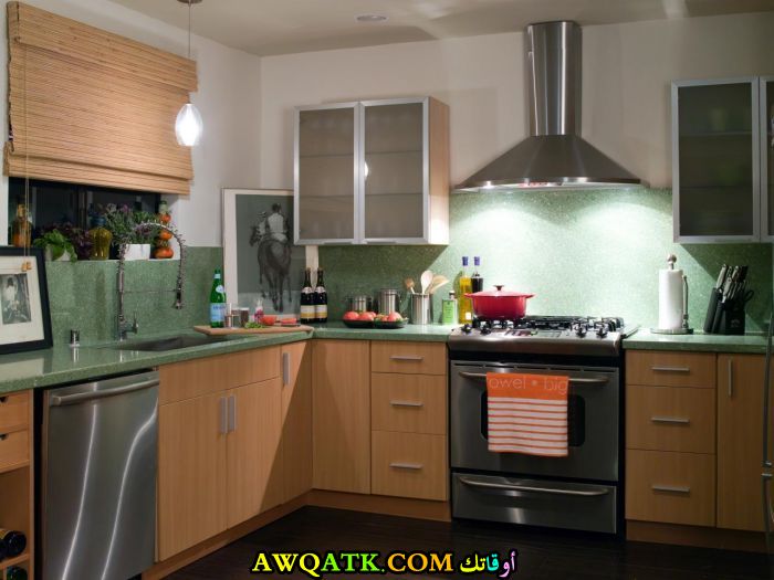 مطابخ الومنيوم خشب خضراء زان ستانلس ستيل فورمايكا دبل فيبر