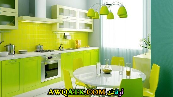 مطبخ باللون الأخضر جميل وجديد 2018