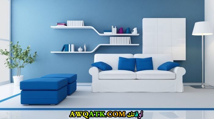 غرفة نوم باللون الأزرق جديدة وعصرية 