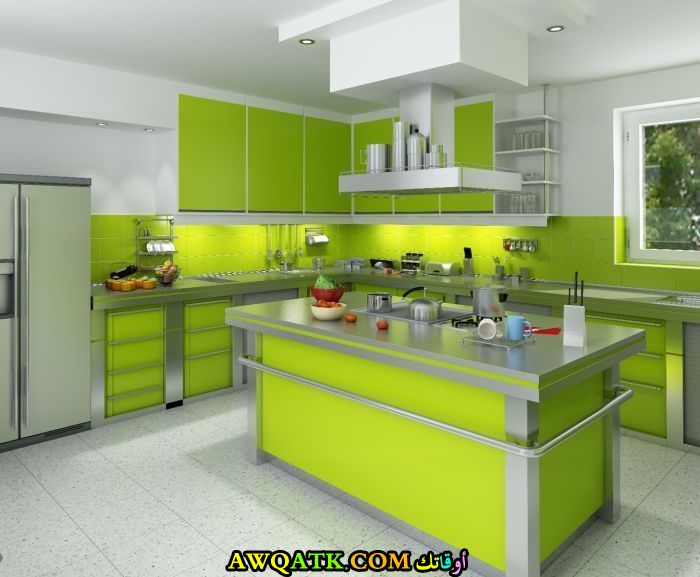 مطبخ الوميتال مودرن باللون الأخضر