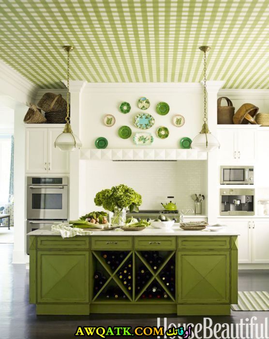 مطبخ خشب باللون الأخضر جميل وشيك 2018