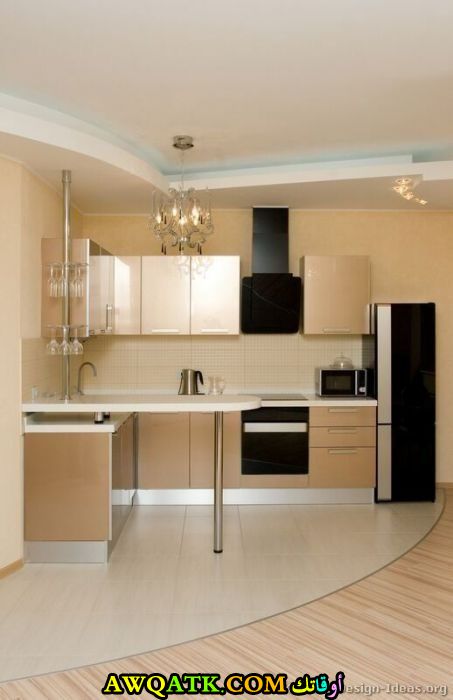 مطبخ روعة باللونين الخمري والأبيض