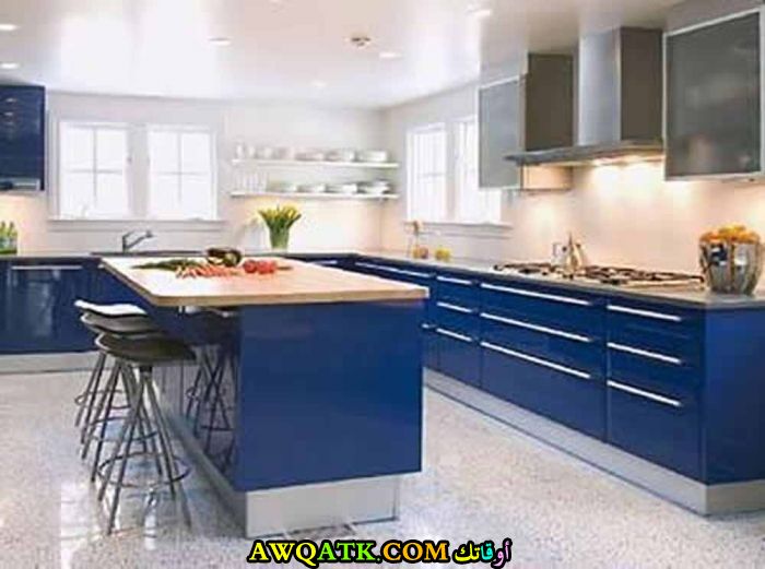 من أجمل وأحلي مطابخ باللون الأزرق