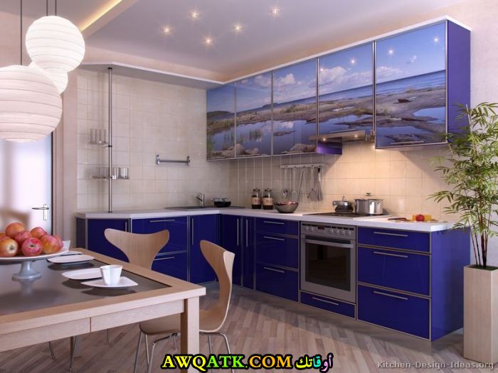 مطبخ باللون الأزرق حلو جداً