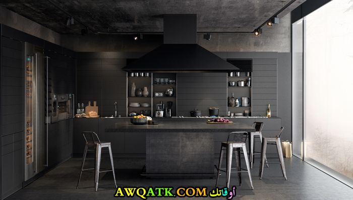 مطبخ راقي جداً وجميل باللون الأسود