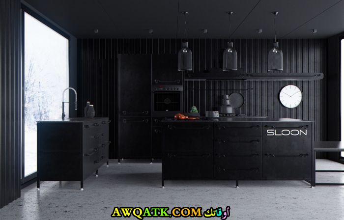 مطبخ حلو جداً باللون الأسود