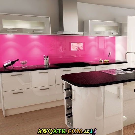 مطبخ باللونين الفوشيا والسيلفر مودرن جديد 2018