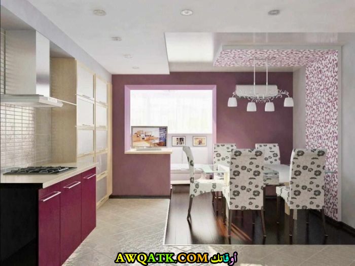 مطبخ باللونين الفوشيا في منتهي الشياكة 