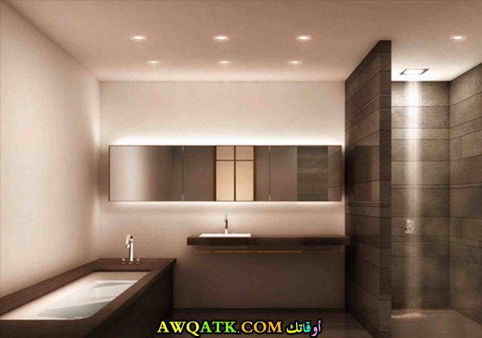 ديكور حمام حجر طبيعي جبس بورد باركيه خشب